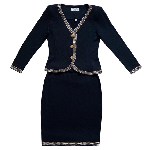 St. John Dresses & Skirts - St. John Evening By Marie Gray Embellished Black Knit Jacket & Skirt